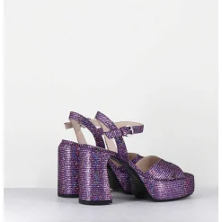 Sandales A Plateforme Imprime Disco Violet - E3356 Lexy Purple