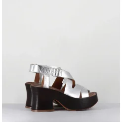 Sandales A Plateforme Japonisante En Cuir Argent - 5355 Light Argento