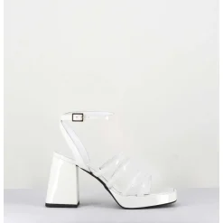 Sandales A Plateforme Multi-Brides Vernis Blanc - Sun Vernice Bianco