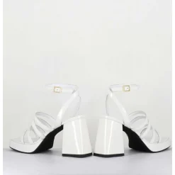 Sandales A Plateforme Multi-Brides Vernis Blanc - Sun Vernice Bianco