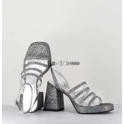 Sandales A Plateforme Multi-Brides Disco Print - Sun Luna Argento