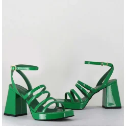 Sandales A Plateforme Multi-Brides Vernis Vert - Sun Vernice Verde