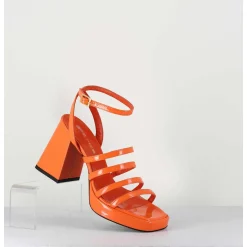 Sandales A Plateforme Multi-Brides Vernis Orange - Sun Vernice Arancio