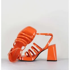 Sandales A Plateforme Multi-Brides Vernis Orange - Sun Vernice Arancio