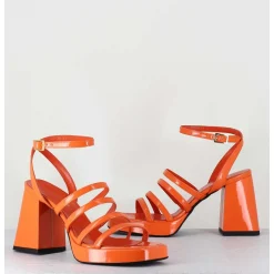 Sandales A Plateforme Multi-Brides Vernis Orange - Sun Vernice Arancio