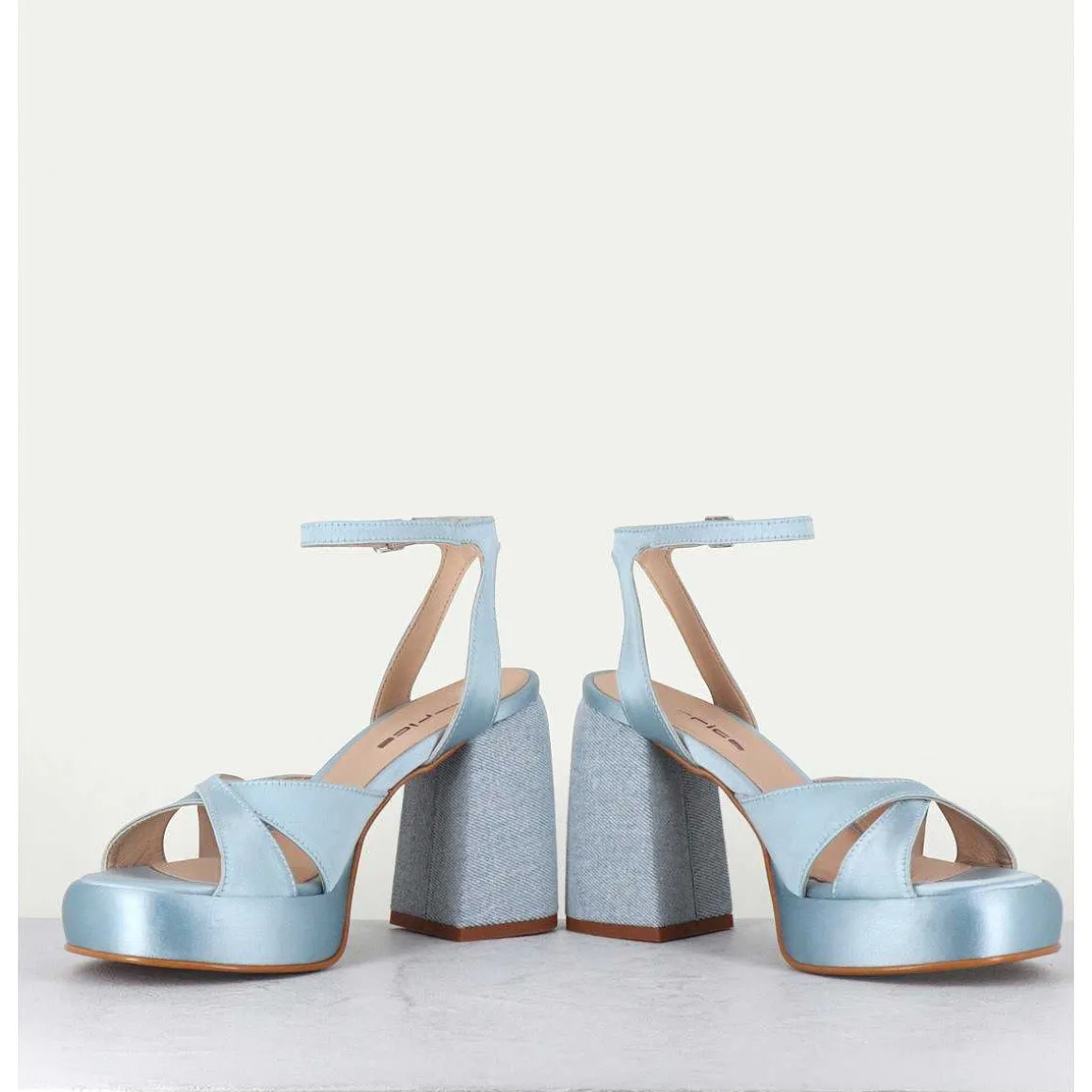 Sandales A Plateforme Satin & Jean Bleu - Tera Raso Cielo