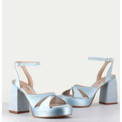 Sandales A Plateforme Satin & Jean Bleu - Tera Raso Cielo