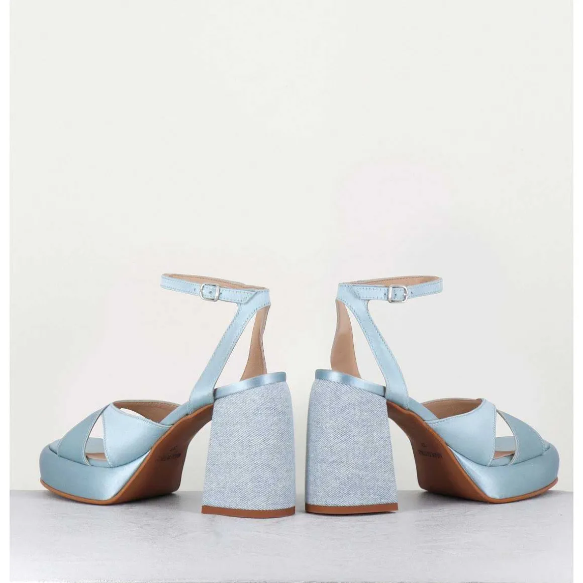 Sandales A Plateforme Satin & Jean Bleu - Tera Raso Cielo