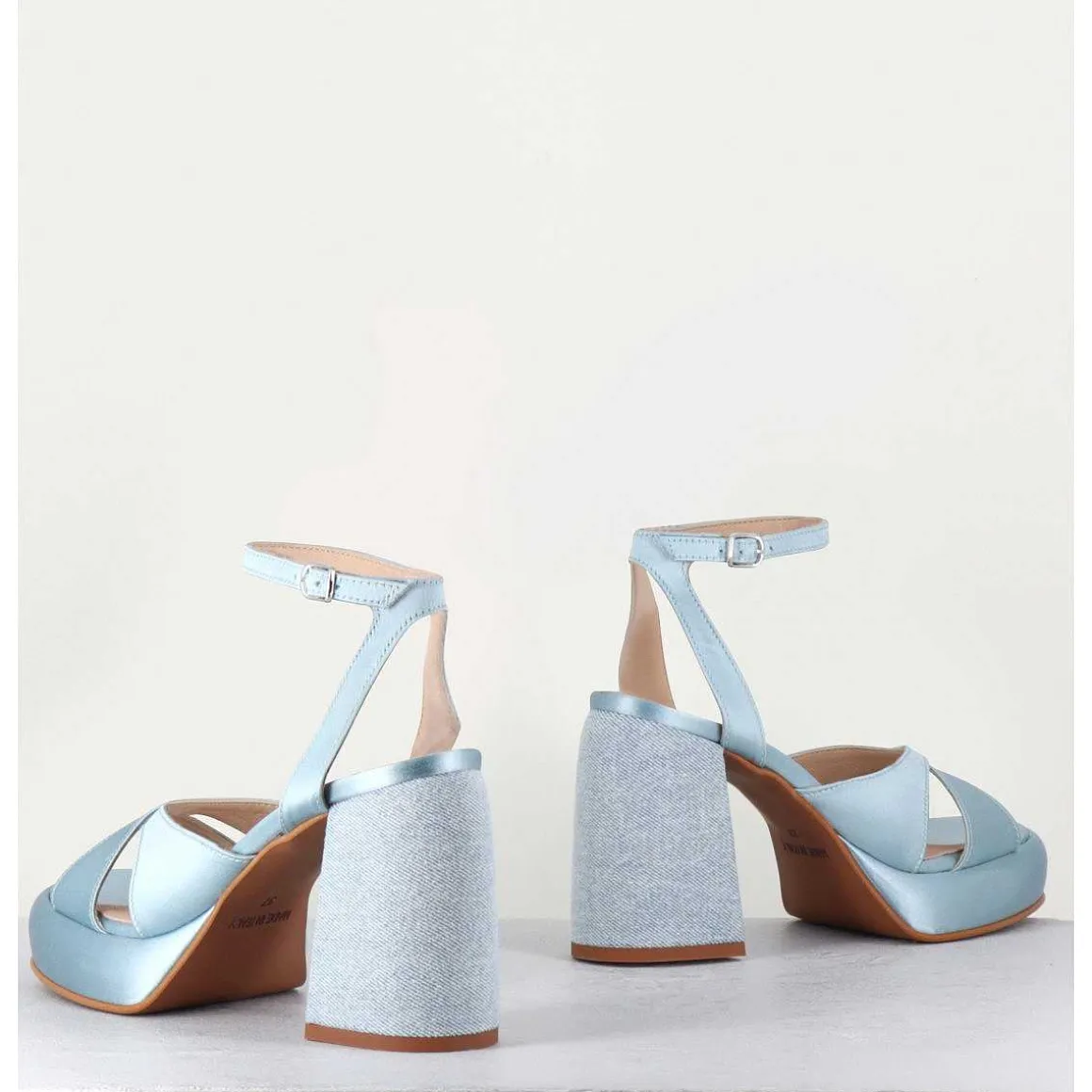 Sandales A Plateforme Satin & Jean Bleu - Tera Raso Cielo