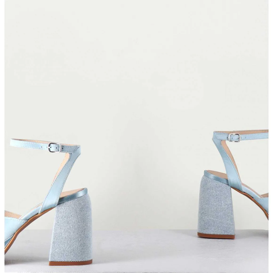Sandales A Plateforme Satin & Jean Bleu - Tera Raso Cielo
