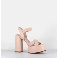 Sandales A Plateforme Talon Haut En Cuir Nude - M6495 Nappa Nude