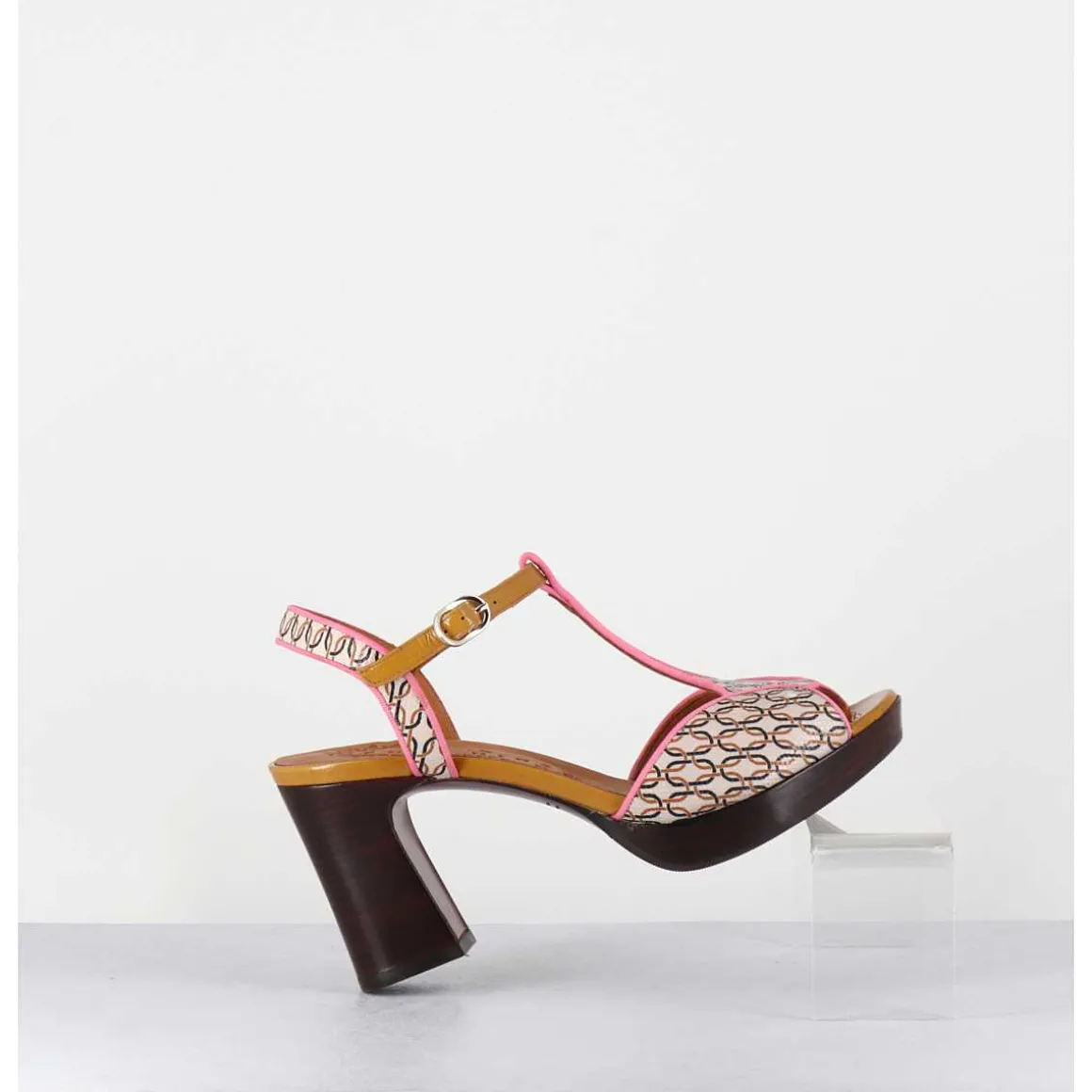Sandales A Talon Bride Salome En Cuir Imprime Vintage - Keduni44 Jazz Cuero