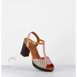 Sandales A Talon Bride Salome En Cuir Imprime Vintage - Keduni44 Jazz Cuero