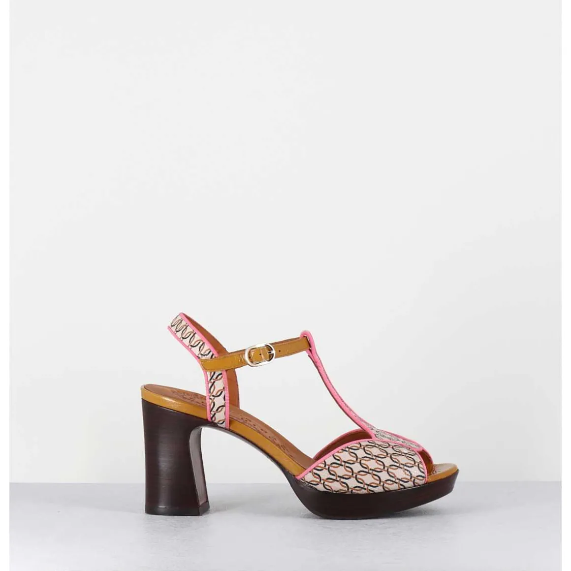 Sandales A Talon Bride Salome En Cuir Imprime Vintage - Keduni44 Jazz Cuero