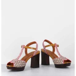 Sandales A Talon Bride Salome En Cuir Imprime Vintage - Keduni44 Jazz Cuero