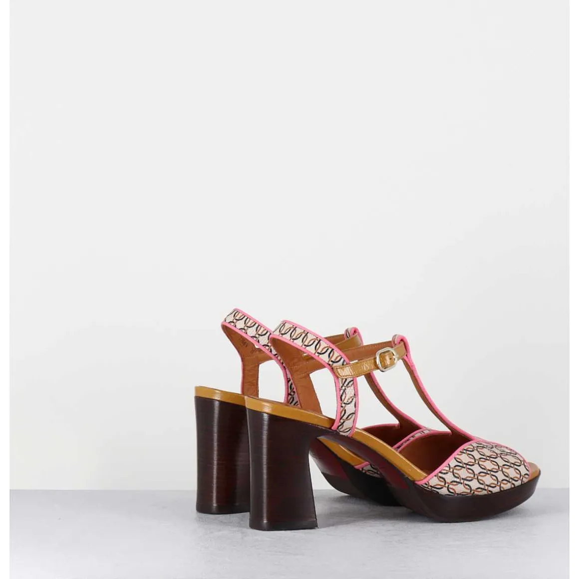 Sandales A Talon Bride Salome En Cuir Imprime Vintage - Keduni44 Jazz Cuero