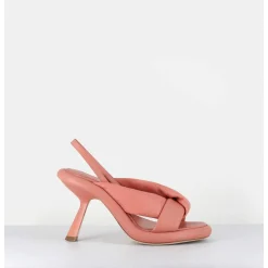 Sandales A Talon Destructure En Cuir Rose Poudre - 1C6958D Pink Ancient