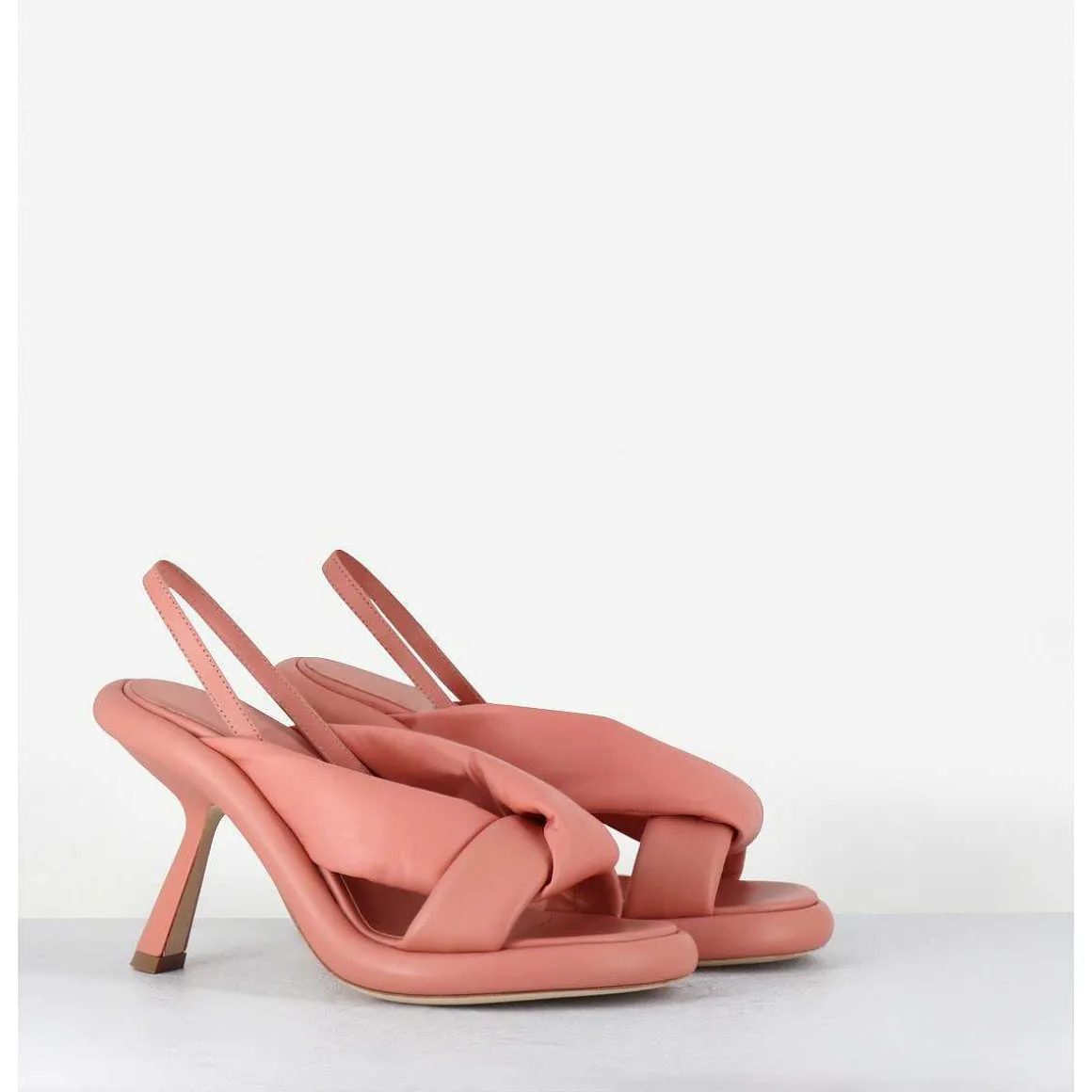 Sandales A Talon Destructure En Cuir Rose Poudre - 1C6958D Pink Ancient