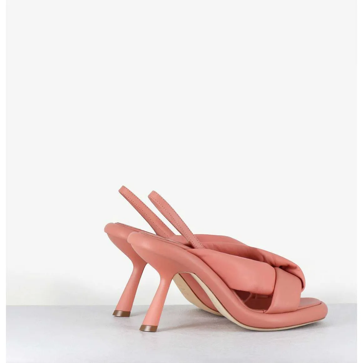 Sandales A Talon Destructure En Cuir Rose Poudre - 1C6958D Pink Ancient