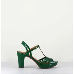 Sandales A Talon En Cuir Naplak Vert - Enja42 Salou Green