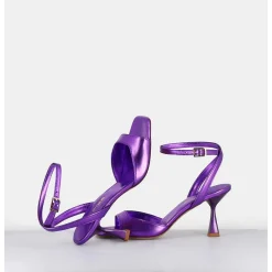 Sandales A Talon En Cuir Metallise Violet - Flow Laminato Violet