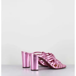 Sandales A Talon En Cuir Metallise Rose - Beijing Citroen Pink