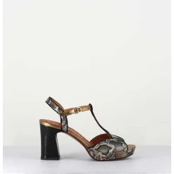 Sandales A Talon En Cuir Impression Serpent - Ki-Eduni42 Nara Mili
