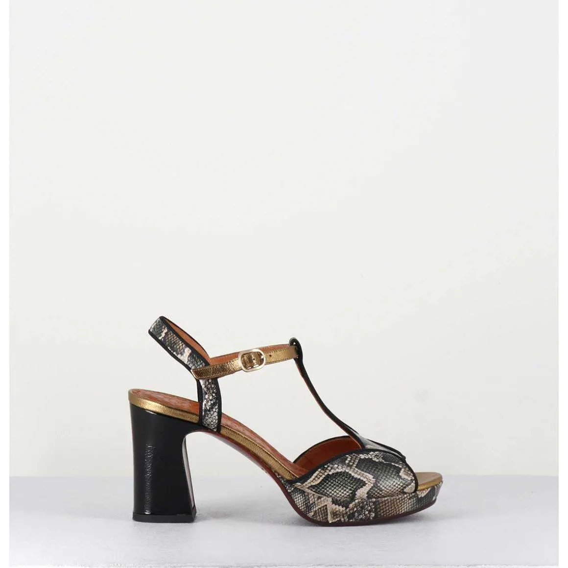 Sandales A Talon En Cuir Impression Serpent - Ki-Eduni42 Nara Mili