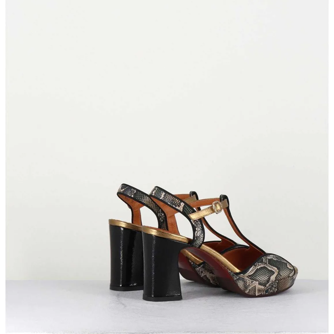 Sandales A Talon En Cuir Impression Serpent - Ki-Eduni42 Nara Mili