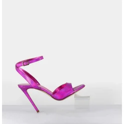 Sandales A Talon Haut Effet Ecailles Cuir Fuchsia - Tage Viper Fuxia