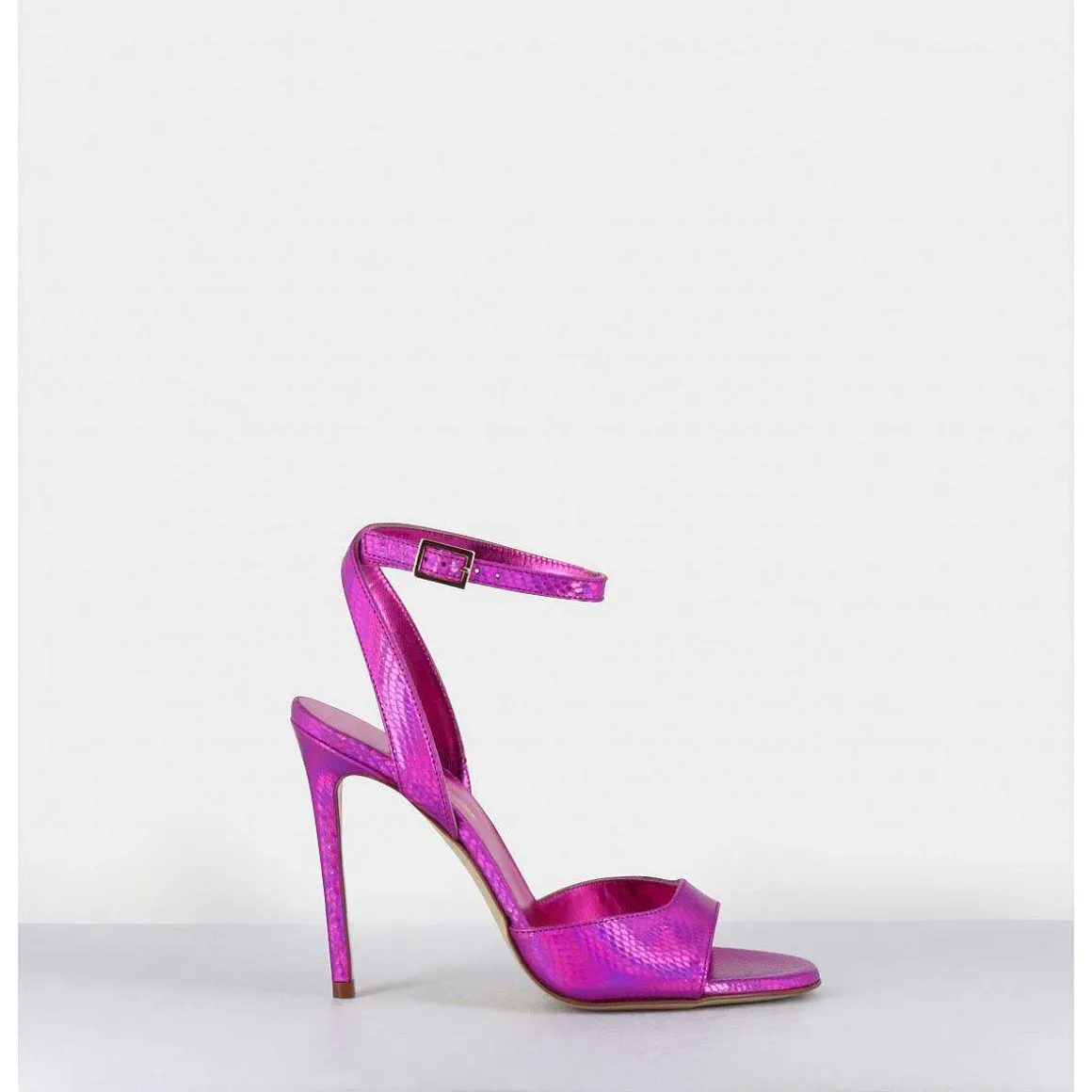 Sandales A Talon Haut Effet Ecailles Cuir Fuchsia - Tage Viper Fuxia