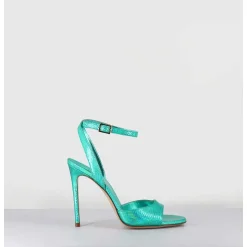 Sandales A Talon Haut Effet Ecailles Cuir Vert - Tage Vipr Smeraldo