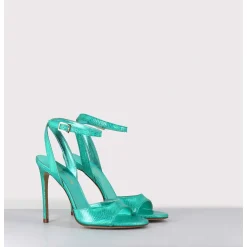 Sandales A Talon Haut Effet Ecailles Cuir Vert - Tage Vipr Smeraldo