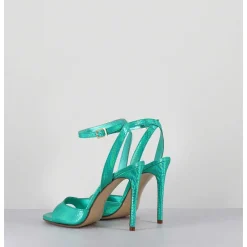 Sandales A Talon Haut Effet Ecailles Cuir Vert - Tage Vipr Smeraldo