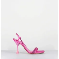 Sandales A Talon Haut Satin Rose Fuchsia & Strass - Eloise Satin Candy