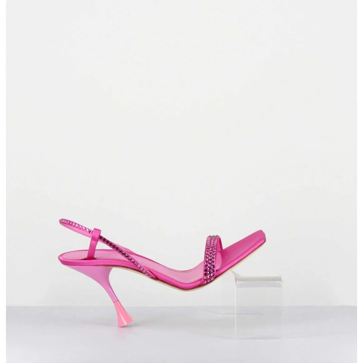 Sandales A Talon Haut Satin Rose Fuchsia & Strass - Eloise Satin Candy