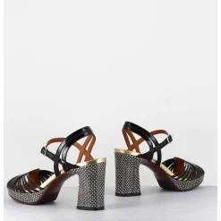 Sandales A Talon Naplak Noir & Imprime Serpent - Kimchi Saab Negro