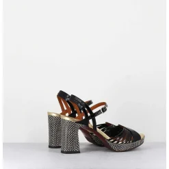 Sandales A Talon Naplak Noir & Imprime Serpent - Kimchi Saab Negro