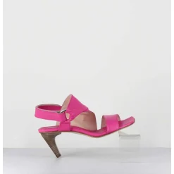 Sandales Asymetriques A Talon En Cuir Rose Fuchsia - Cati Shady Glamour