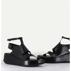 Sandales Asymetriques En Cuir Noir & Semelle Bloc Legere - Gala2 Buffy Nero