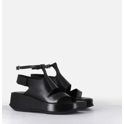 Sandales Asymetriques En Cuir Noir & Semelle Bloc Legere - Gala2 Buffy Nero