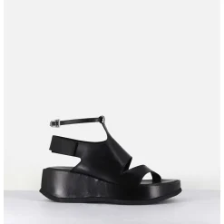 Sandales Asymetriques En Cuir Noir & Semelle Bloc Legere - Gala2 Buffy Nero