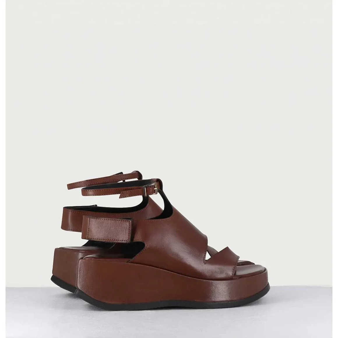 Sandales Asymetriques En Cuir Chocolat & Semelle Bloc Legere - Gala1 Trill Choco