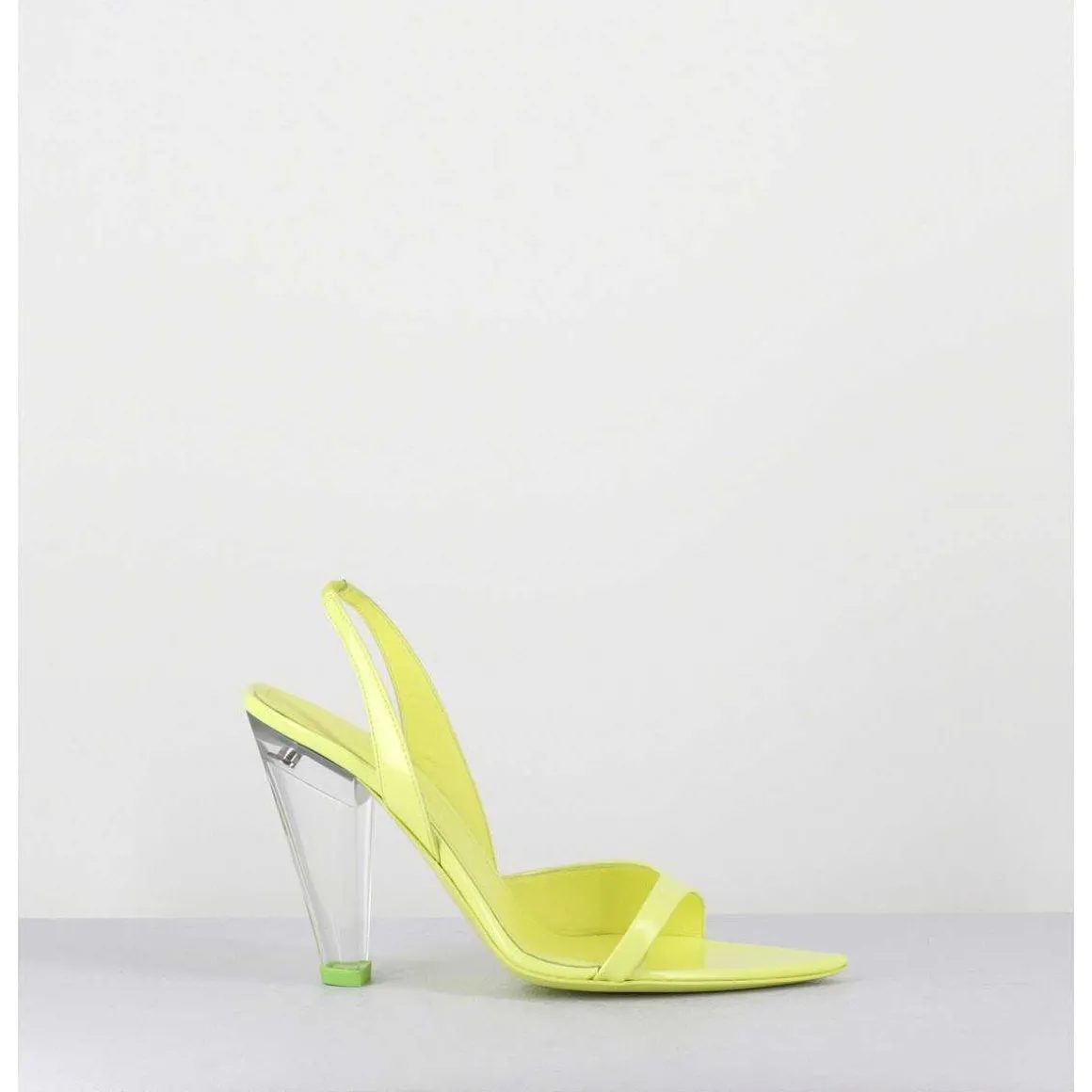Sandales Cuir Jaune & Talon Plexi Conique - Bridget Lack Lime