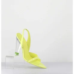 Sandales Cuir Jaune & Talon Plexi Conique - Bridget Lack Lime