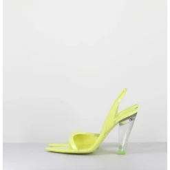 Sandales Cuir Jaune & Talon Plexi Conique - Bridget Lack Lime