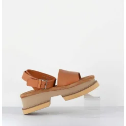Sandales En Cuir Camel Semelle Bloc Legere - Filate Longan