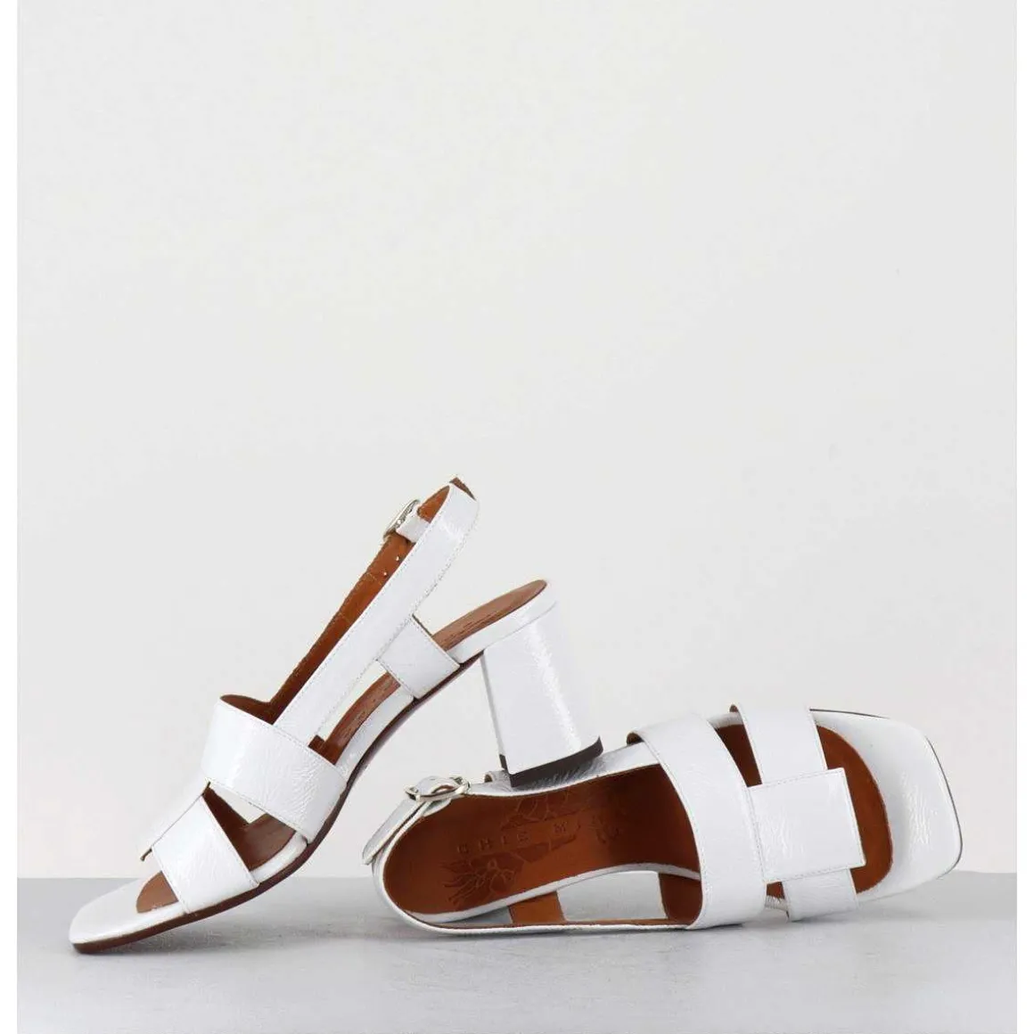 Sandales En Cuir Naplak Blanc Look 70S - Lyza Ferrari Blanco