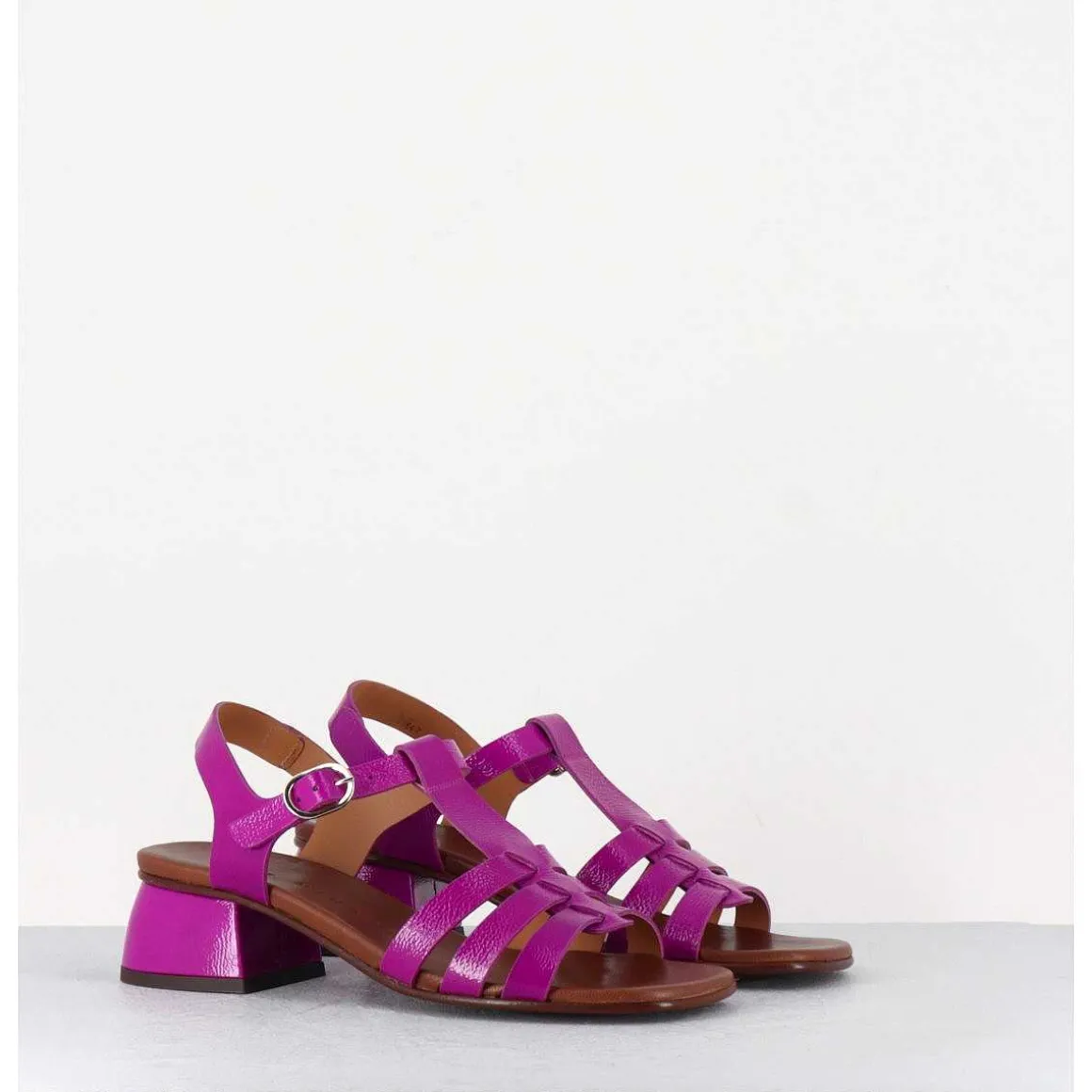Sandales En Cuir Naplak Souple Multi-Brides Magenta - Qui-Quaca44 Ferrari Purple