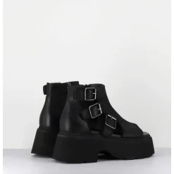 Sandales En Cuir Noir Semelle Epaisse Legere - 3460 Gas Nero